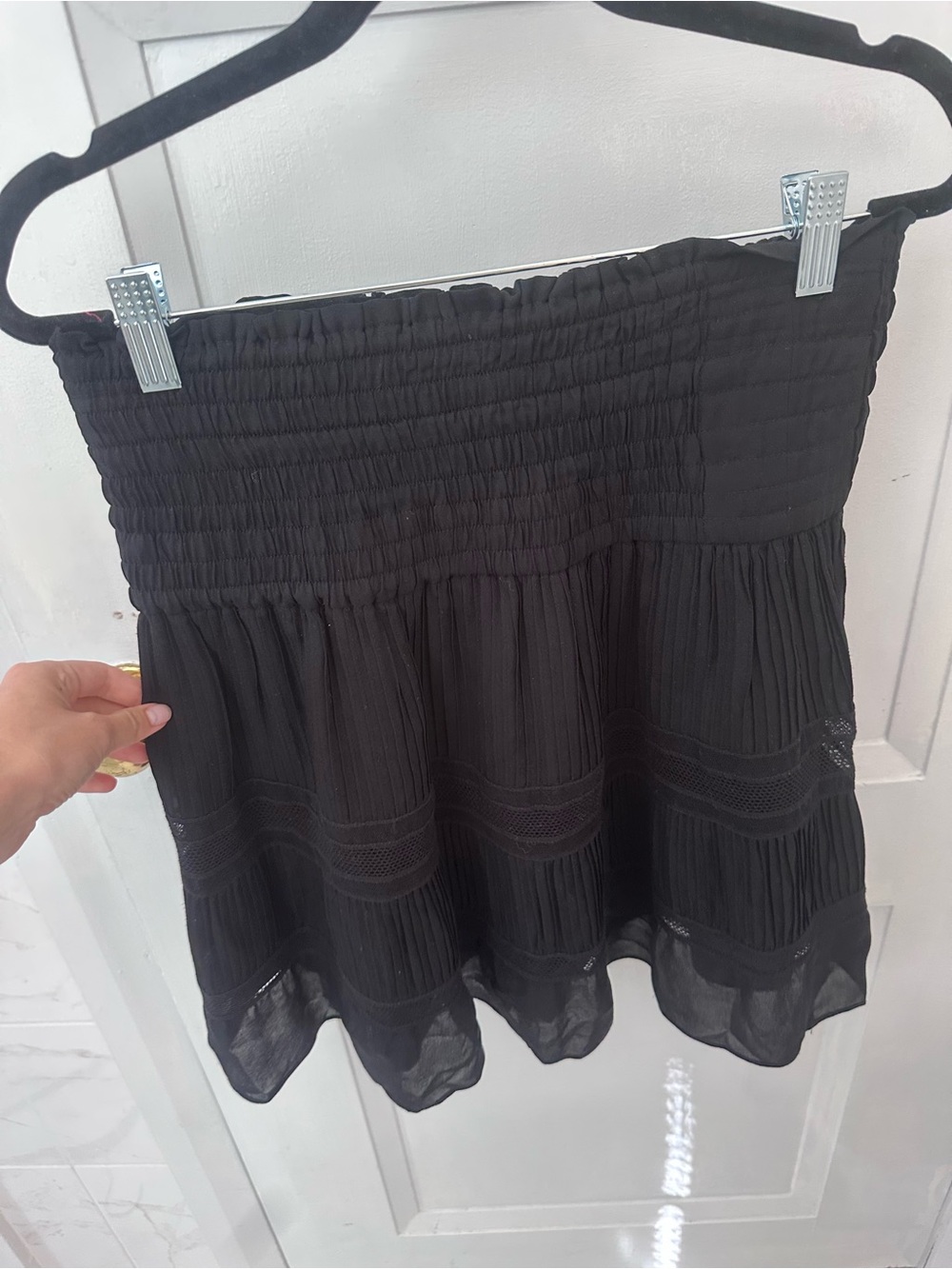 A.L.C. Black Smocked Tiered Mini Skirt